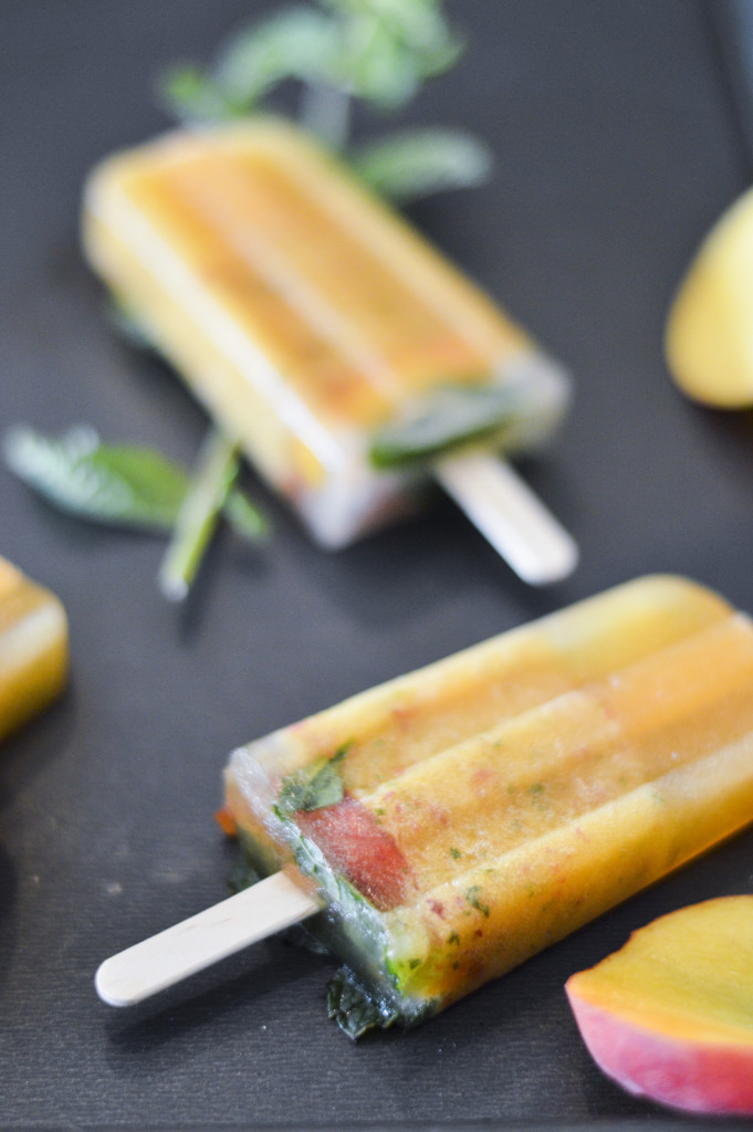 Healthy Peach and Mint Popsicles