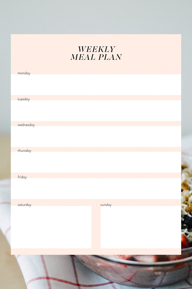 Free Printable: Weekly Meal Plan // by gabriella @gabivalladares