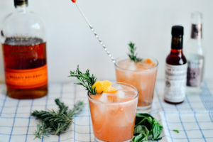 Cocktail recipe: Grapefruit bourbon cocktail with basil syrup // by gabriella