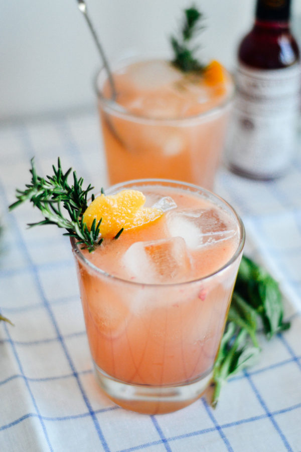 Grapefruit Bourbon Cocktail with Basil Syrup By Gabriella