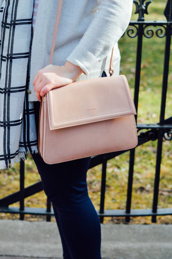 Patterend scarf, new Keds, and a blush pink bag for the spring transition // bygabriella.co