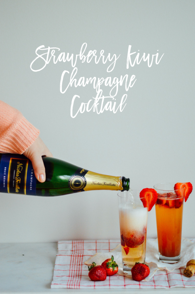 A delicious strawberry kiwi champagne cocktail for spring / bygabriella.co