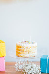 Naked funfetti cake for this month's Any Excuse to Party, birthday-style / bygabriella.co