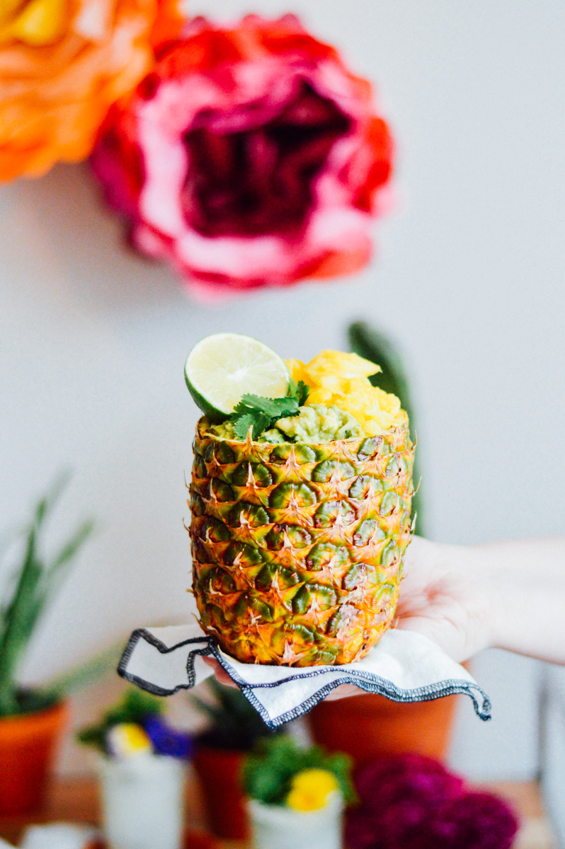 A homemade pineapple bowl for your tropical pineapple guacamole. Whip up your own in just about 15 minutes! / bygabriella.co