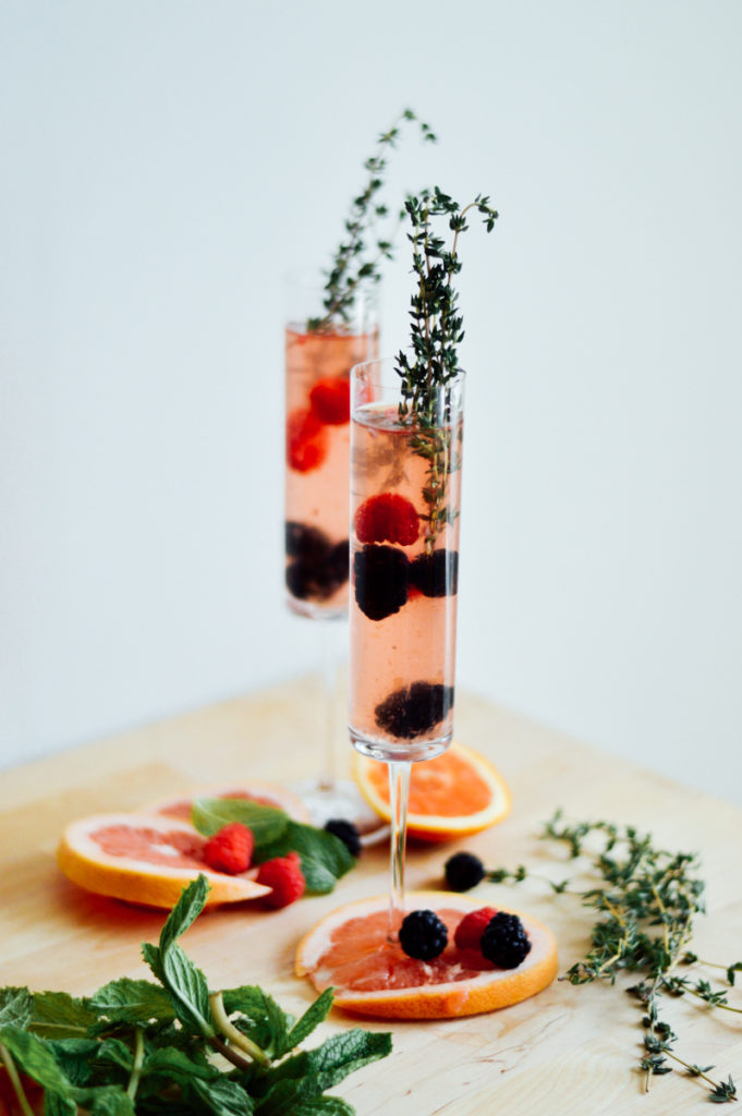 Fresh fruits and mint simple syrup for this Summer Rosé Sangria recipe / bygabriella.co
