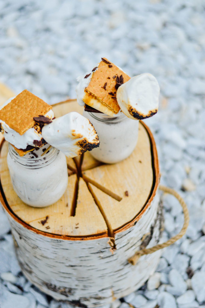 An easy Boozy S'mores Milkshake recipe to round out warm summer. You can even make these indoors! | bygabriella.co