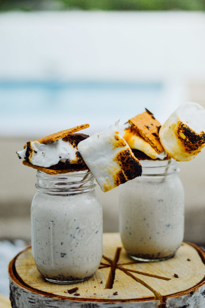 An easy Boozy S'mores Milkshake recipe to round out warm summer. You can even make these indoors! | bygabriella.co
