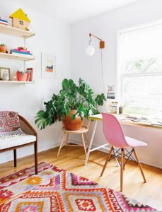 Minimal apartment inspiration: Colorful workspace via Domino Mag | bygabriella.co