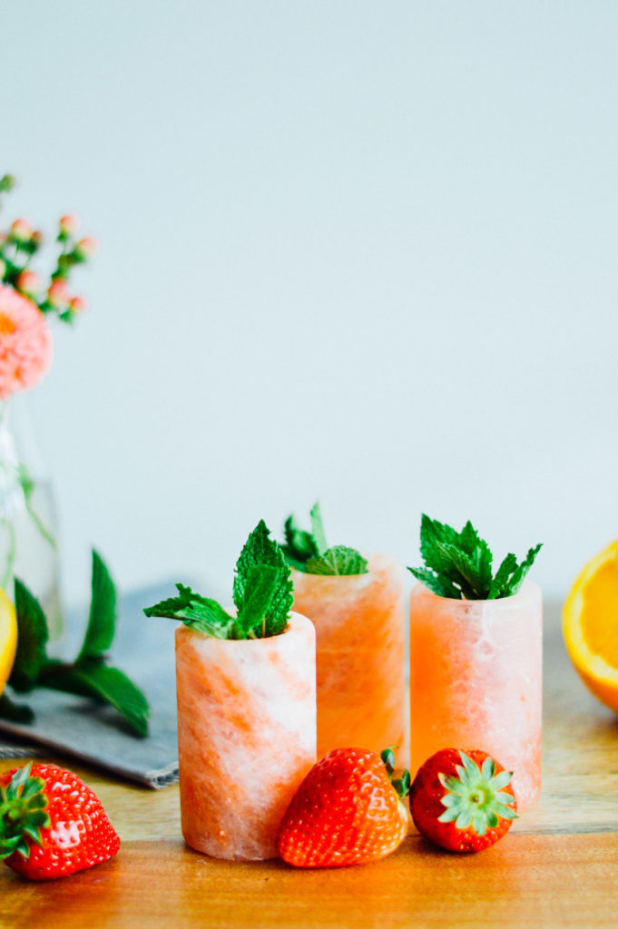 A tasty strawberry mezcal shot recipe fit for a mini brunch party anytime of the year! | bygabriella.co