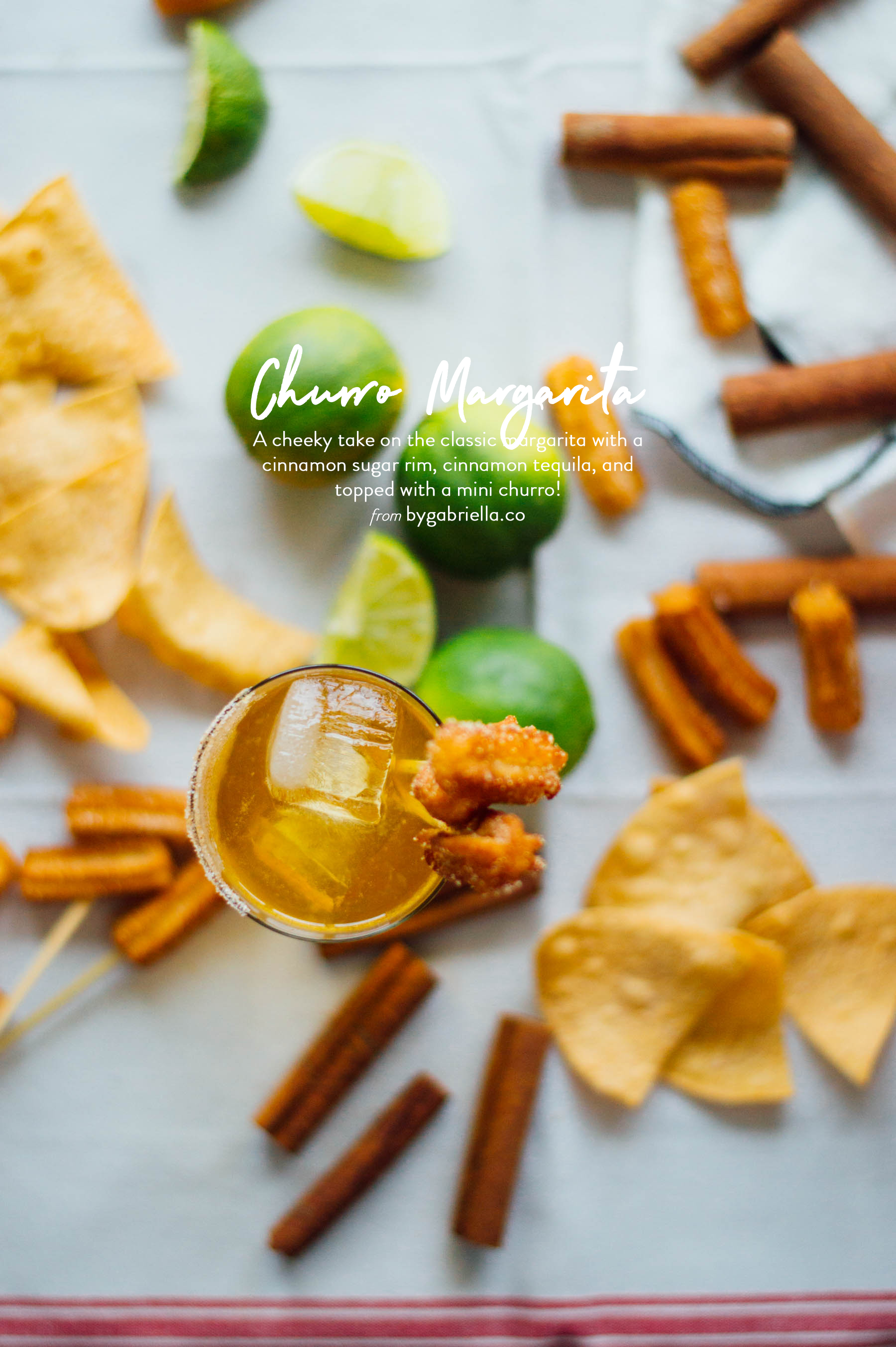 Meet the Cinnamon Sugar Churro Margarita. A cheeky take on the classic margarita. Click through for the full recipe on By Gabriella | bygabriella.co