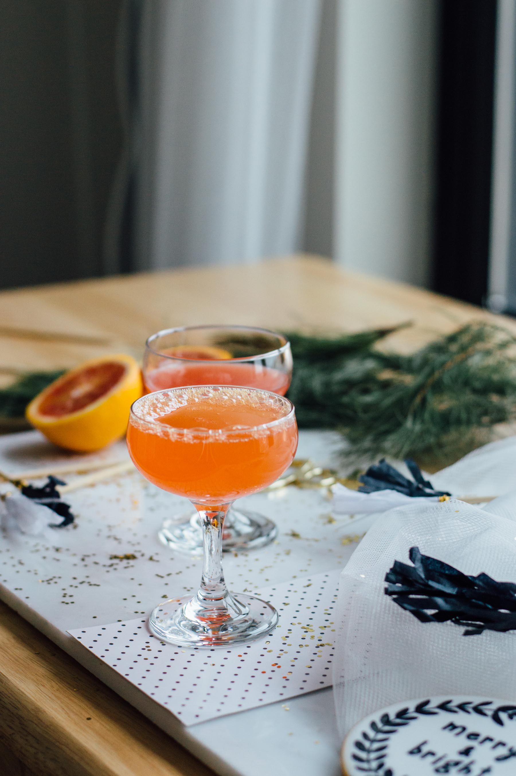 A Blood Orange Cardamom Bubbly cocktail recipe just in time for New Year's Eve! | bygabriella.co