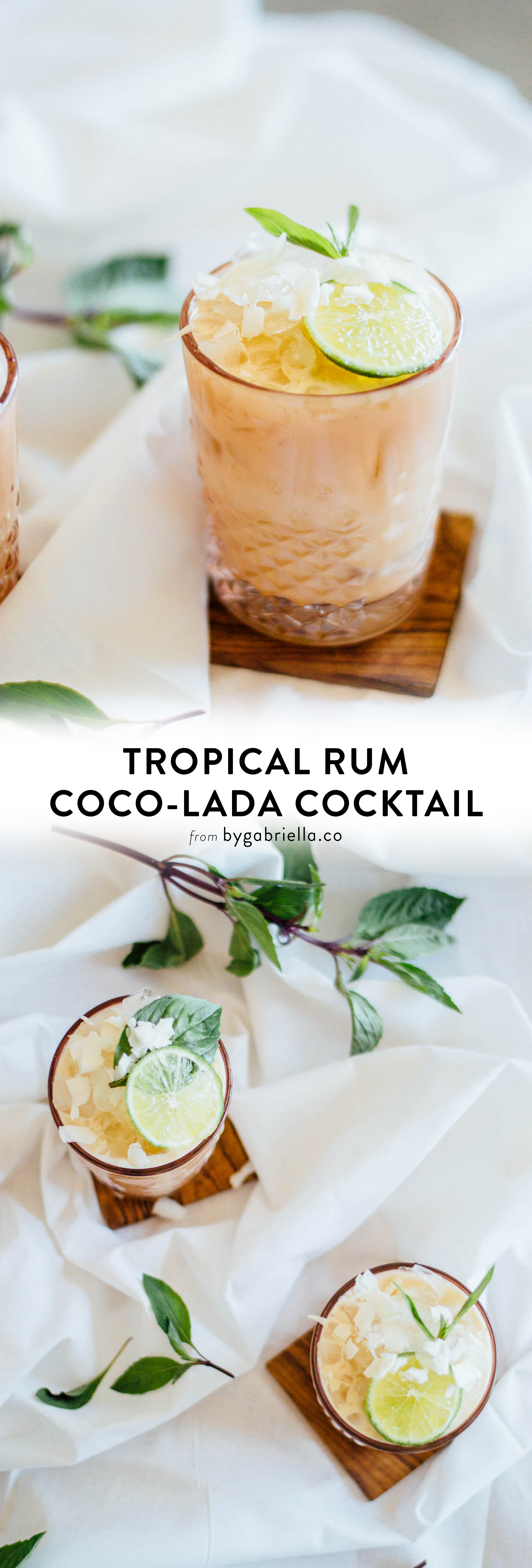 Tropical Rum Coco-Lada cocktail recipe with tea brewed specifically for cocktails! | bygabriella.co