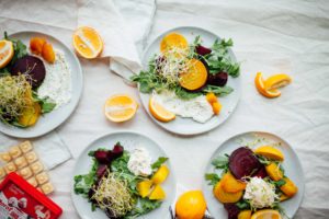 Super easy Meyer Lemon Spring Salad recipe with Dorot frozen garlic, arugula, sprouts, and golden beets | bygabriella.co #sponsored