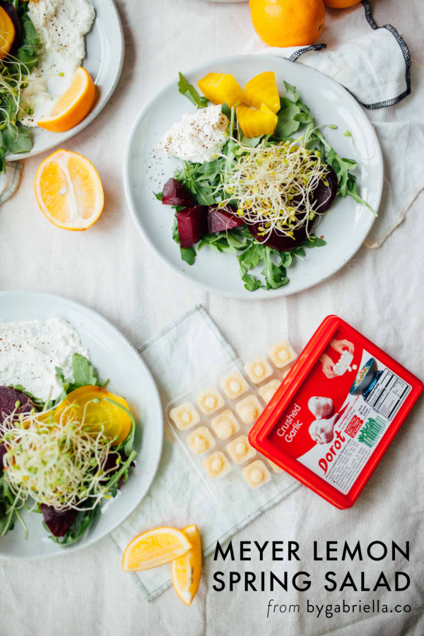 Meyer Lemon Spring Salad with Garlic Ricotta Cheese By Gabriella
