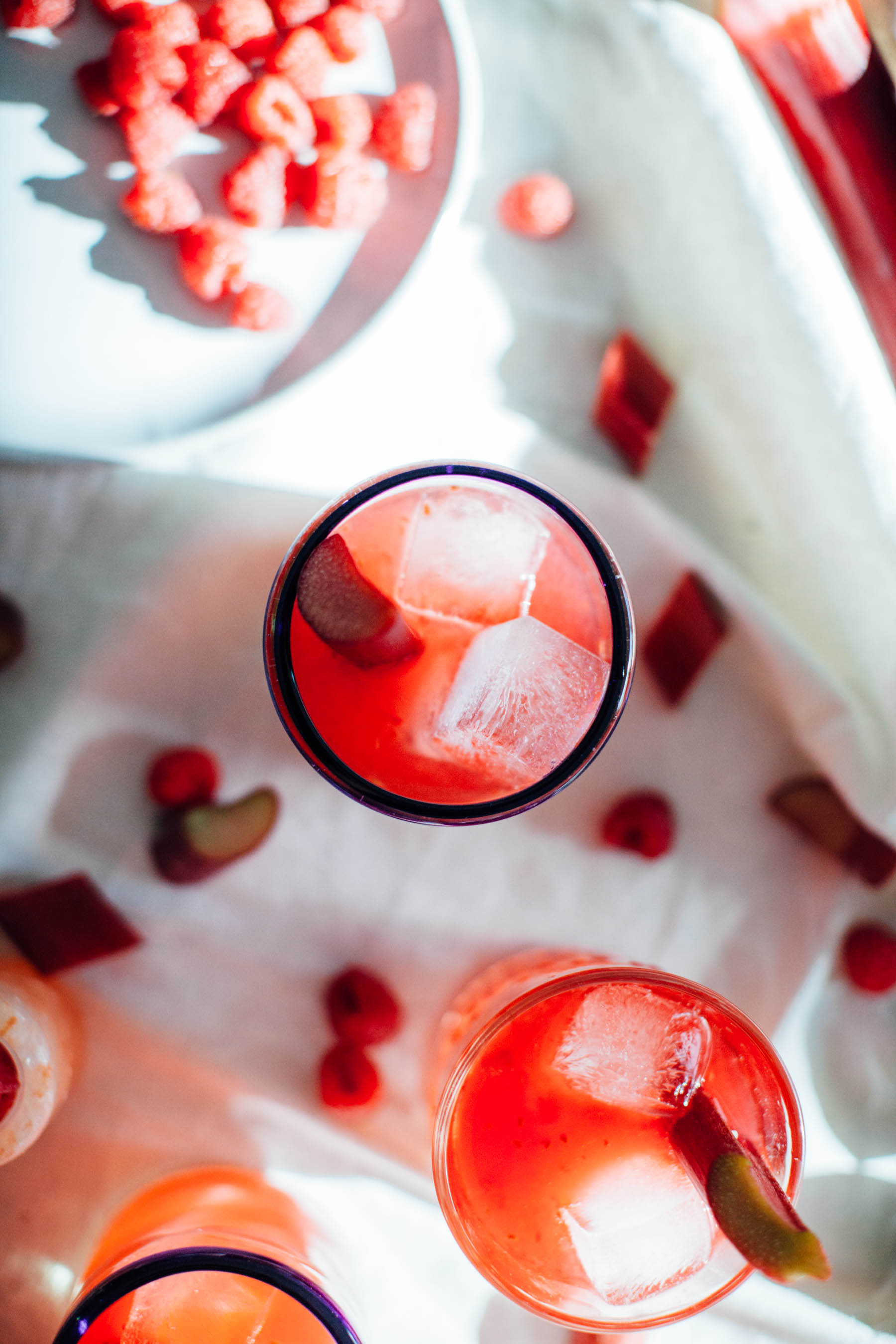 A refreshingly sweet & easy Raspberry Rhubarb Margarita recipe | bygabriella.co