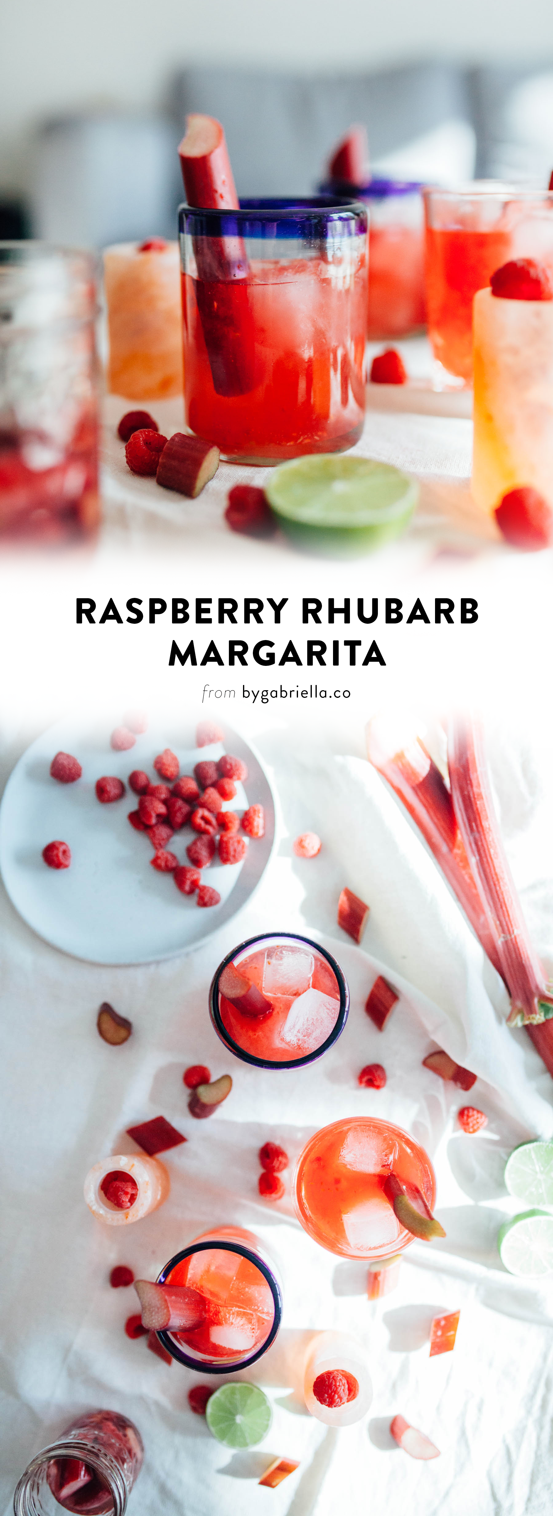 A refreshingly sweet & easy Raspberry Rhubarb Margarita recipe | bygabriella.co