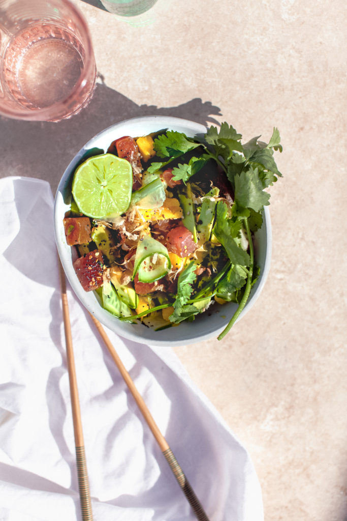 Ahi Tuna Poké Bowl Recipe with Mango & Avocado - make it right at home! | bygabriella.co @gabivalladares