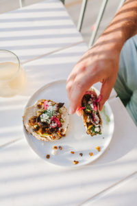 Roasted veggie tacos with brussels sprouts, chimichurri, and lots of fun toppings | bygabriella.co @gabivalladares