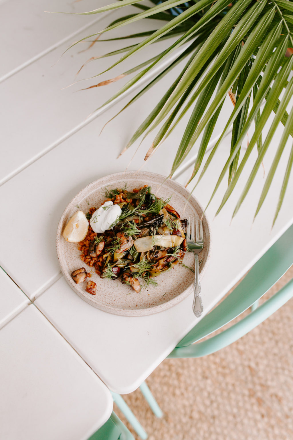 Veg Bowl with Mushrooms, Leeks, and Farro By Gabriella