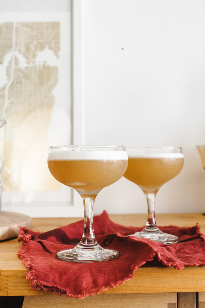 Maple Whiskey Sour - a perfect fall cocktail or winter cocktail with maple syrup, whiskey, egg whites, and lemon juice. | bygabriella.co @gabivalladares