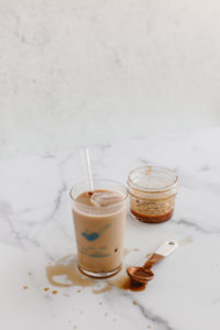 Spiced Pumpkin Caramel Sauce with ancho chile powder made right at home - here's the easy recipe to enjoy with your iced lattes, hot lattes, and more. | bygabriella.co
