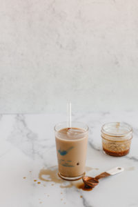 Spiced Pumpkin Caramel Sauce with ancho chile powder made right at home - here's the easy recipe to enjoy with your iced lattes, hot lattes, and more. | bygabriella.co