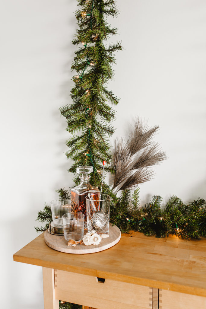 A holiday decorated bar cart fit for the season | bygabriella.co