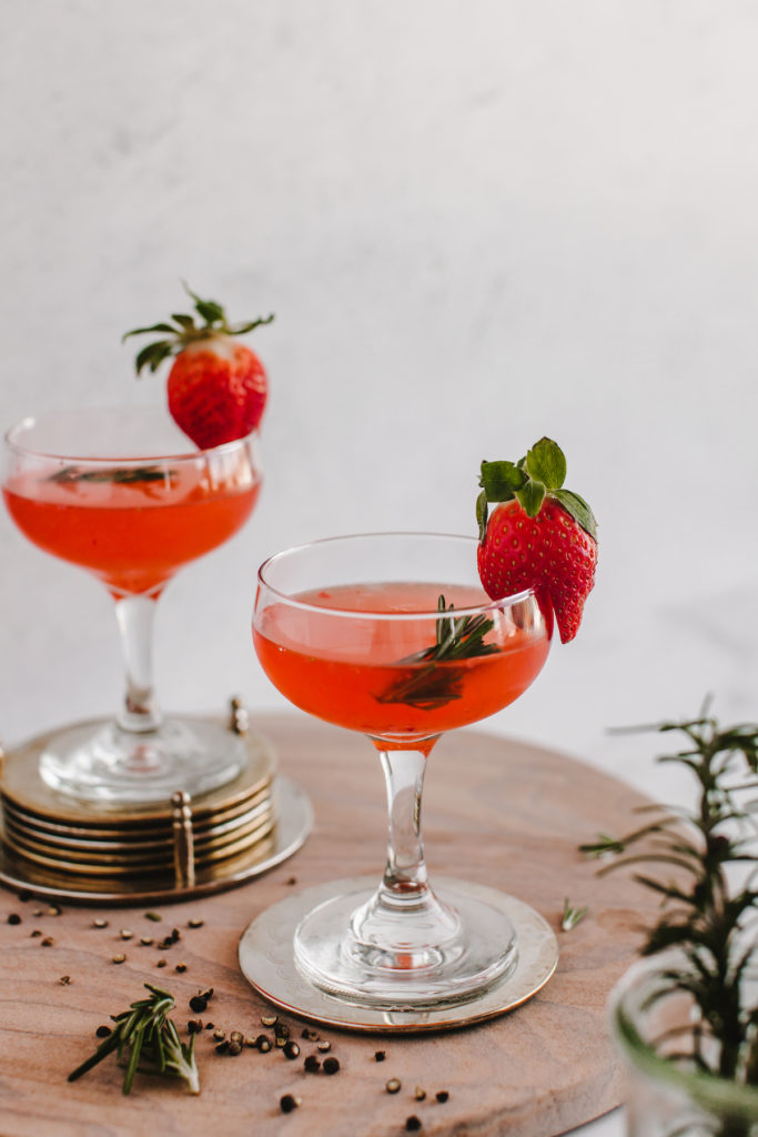 Strawberry Gimlet Recipe featuring just a few ingredients! Make this delicious gin cocktail - or should I say winter gin cocktail right at home | bygabriella.co